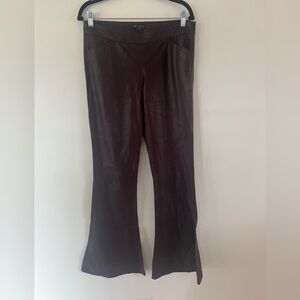 Theory Shimona Burgandy Lamb Leather Fully Lined Flare Pants Size 6